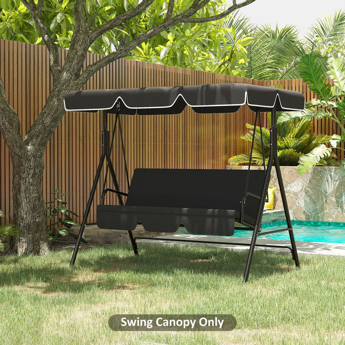 Premium Black 2 Seater Garden Swing Canopy - UV50+ Protection, Easy Installation - 200g Polyester