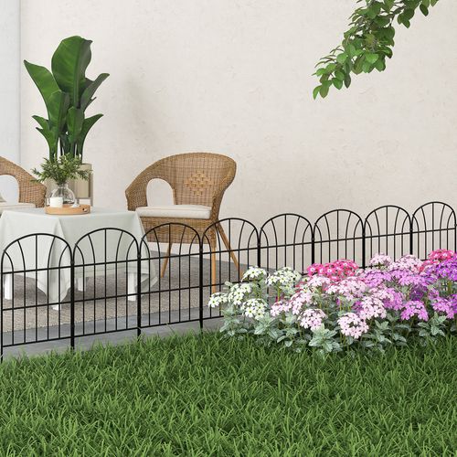 Outsunny 8PCs Decorative Garden Fencing 24in x 8.7ft Metal Border Edging