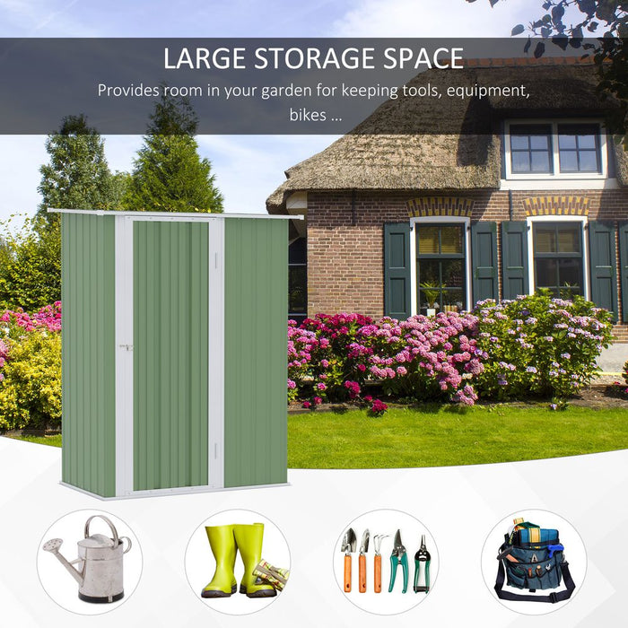 Durable Lockable Green Garden Storage Shed, 142x84x189cm