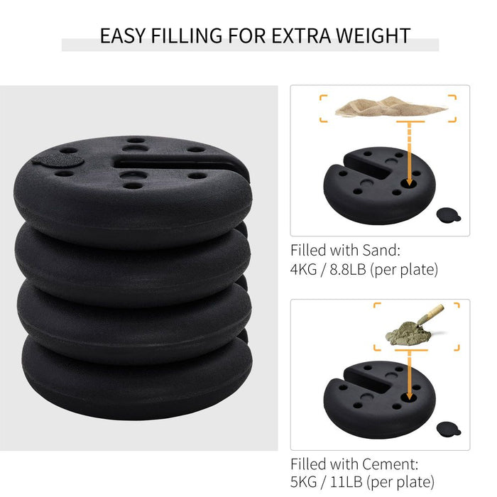 Portable Sand Fillable Tent Weights - Set of 4 | Durable & Strong Plastic | Keep Your Canopy Secure