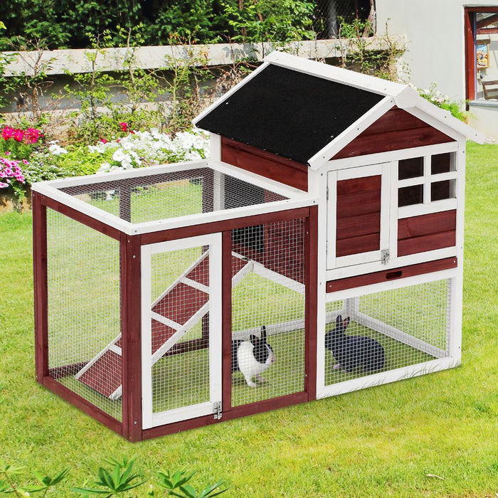 Premium 122cm Rabbit Hutch - Wooden Habitat w/ Tray & Ramp - Ideal for Small Animals - Top Quality