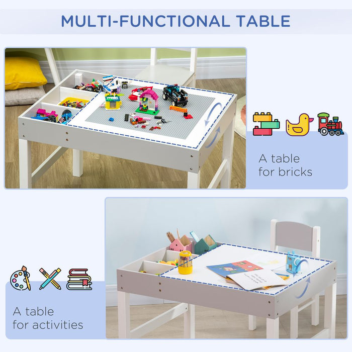 Kids Table and Chair Set Toddler Desk and Chair Set w/ Storage - Grey