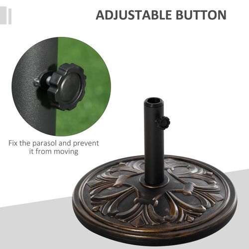Outsunny 13KG Round Parasol Base Heavy Duty Cement Stand Umbrella Holder Bronze