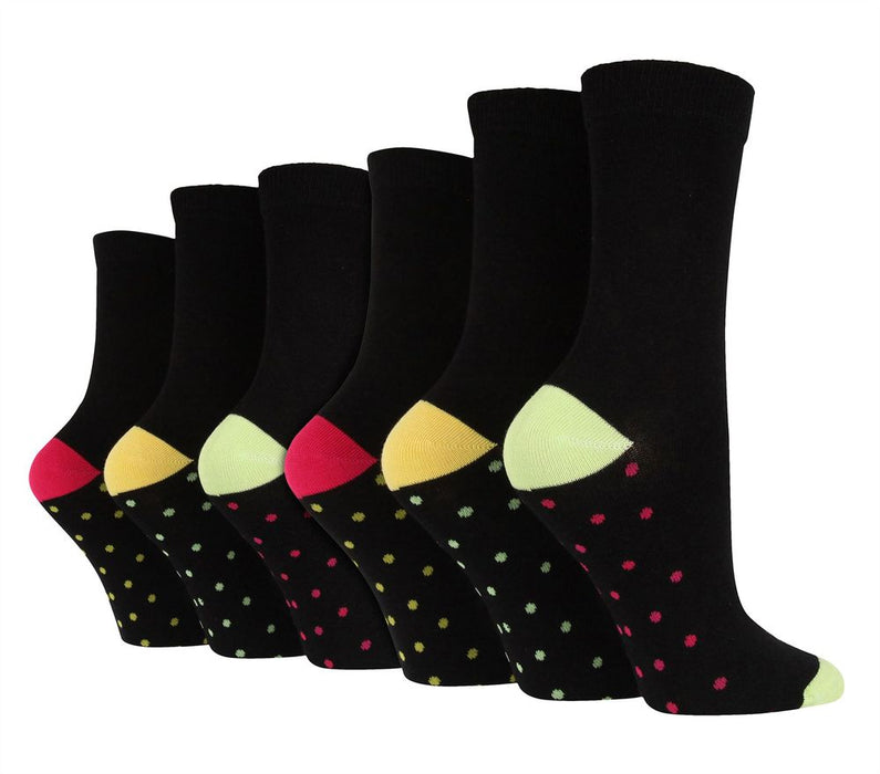 Wildfeet - Ladies 6 Pair Value Pack Bamboo Socks with Foot Patterns