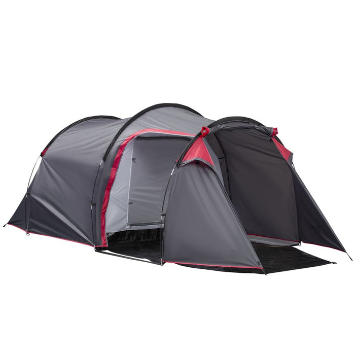 Outsunny 3 Man Camping Tent - 2 Rooms, Porch, Vents, Weather-Resistant