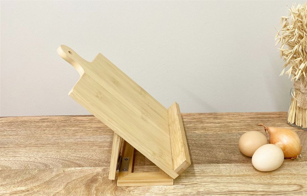 Bamboo Wood Recipe Book Holder - Sturdy & Stylish A-Frame Design - Perfect for Kitchen Countertop - Premium Quality