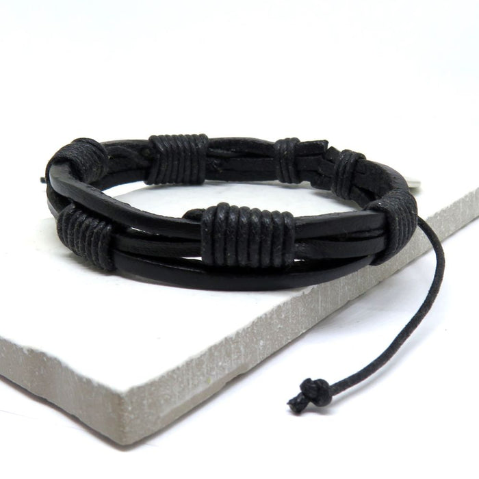 Premium Men's Leather Cord Bracelet | Adjustable & Stylish | Gift Box Included