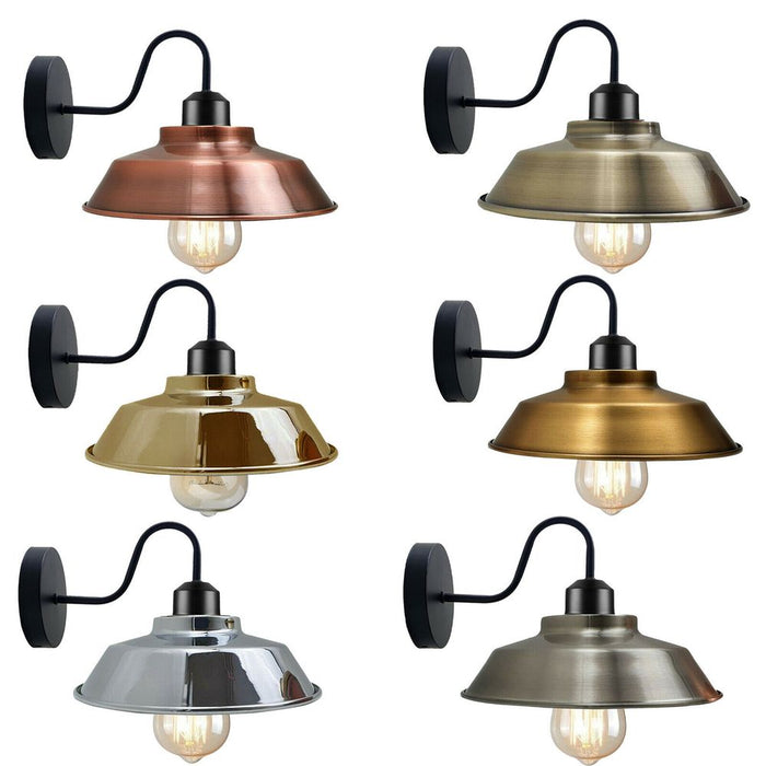 Retro Industrial Wall Lights - E27 Indoor Sconce - Metal Bowl Shape Shade - Basement, Bedroom, Home Office