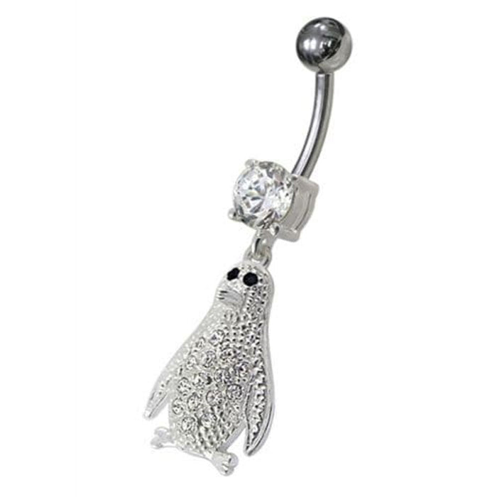 Jeweled Penguin Dangling Belly Ring