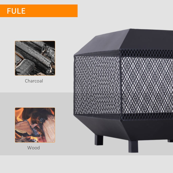 Outsunny Fire Pit, Square Steel-Black | Quality Outdoor Heating