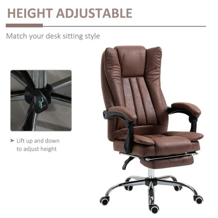 Premium Brown Executive Office Chair - High Back, Armrests, Footrest - Comfort & Functionality