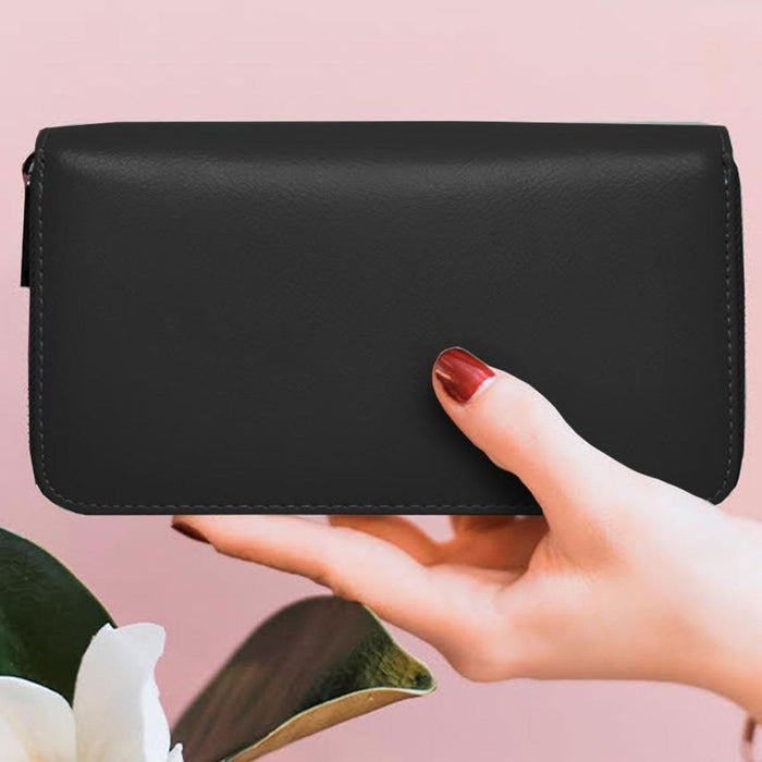 RFID-Blocking Leather Travel Wallet - Black