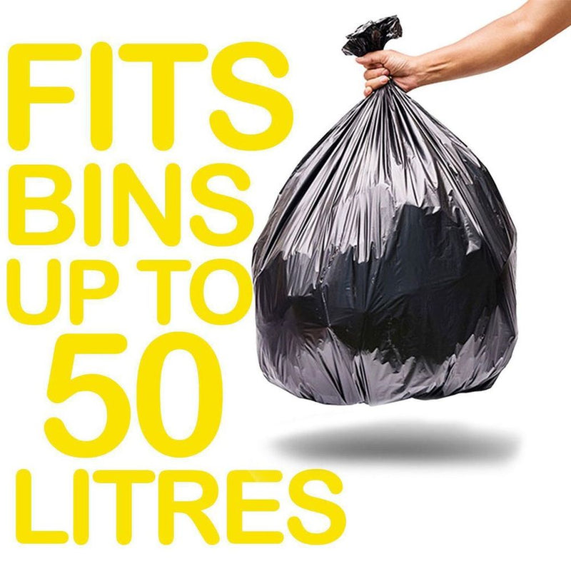 Tidyz Drawstring Refuse Sacks Bin Bags, Black,50L(Select Your Pack)