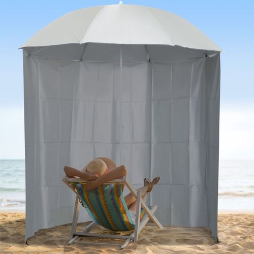 Outsunny 88" Arc 2.2M Fishing Umbrella Beach Parasol with Sides Brolly Shelter Canopy Shade with FREE Carry Bag