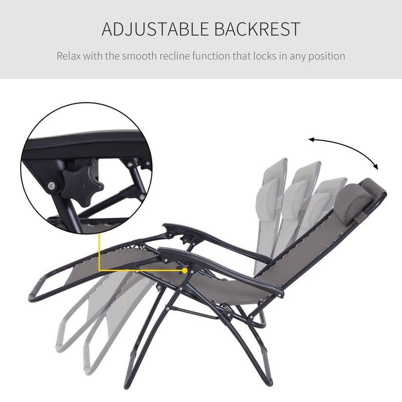 Ultimate Comfort Metal Lounger w/ Head Pillow for Patio Deck - Outsunny