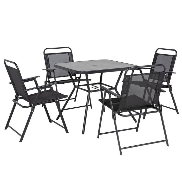 Prestige Patio Dining Set - Weather-Resistant Furniture, Umbrella Hole, Black - Perfect for Outdoor Entertaining