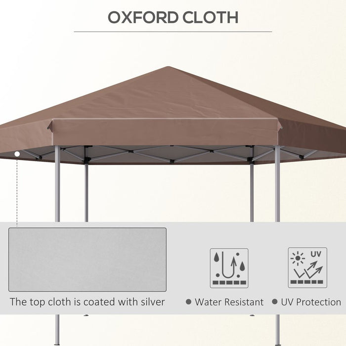 Outsunny 4m x 4m Hexagonal Metal Gazebo - Brown