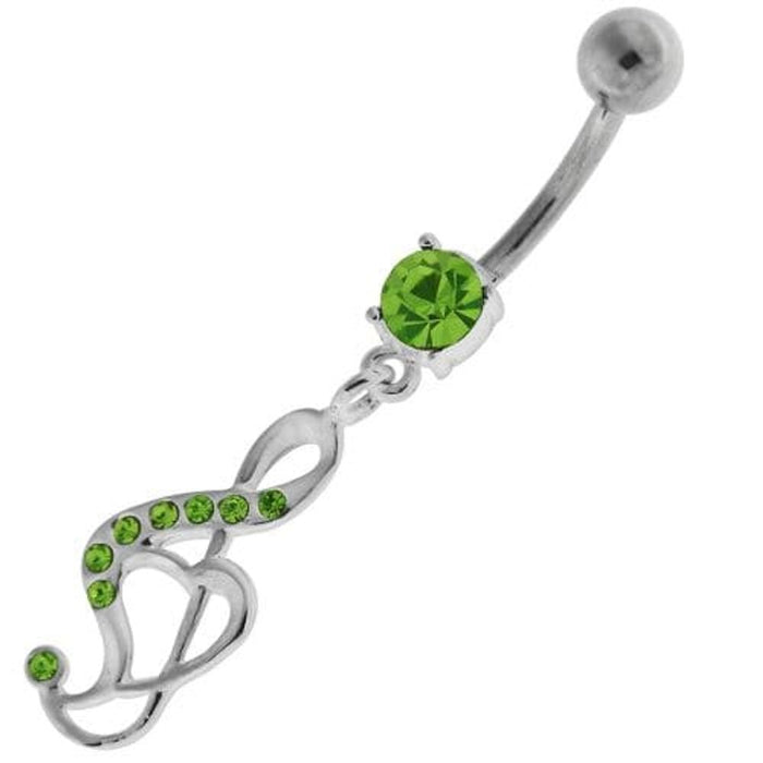 Jeweled Music Note Navel Belly Button Ring