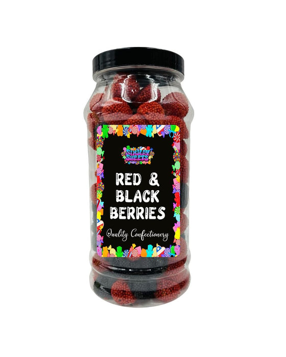 Delicious Black & Raspberry Berries Gummy Retro Sweets in Gift Jar