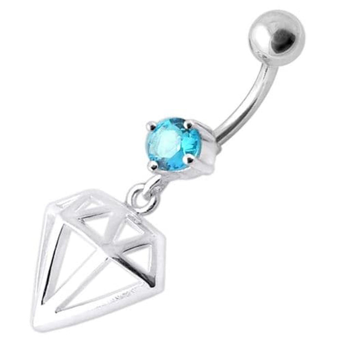 Fancy Jeweled Diamond Cut Dangling Navel Ring