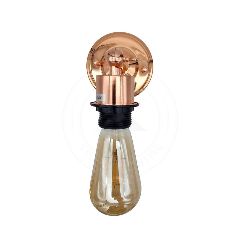 Vintage Industrial Rose Gold Wall Light with Sturdy Metal Lamp Shade - Classic Style Retro Lighting - E27 Bulb Included