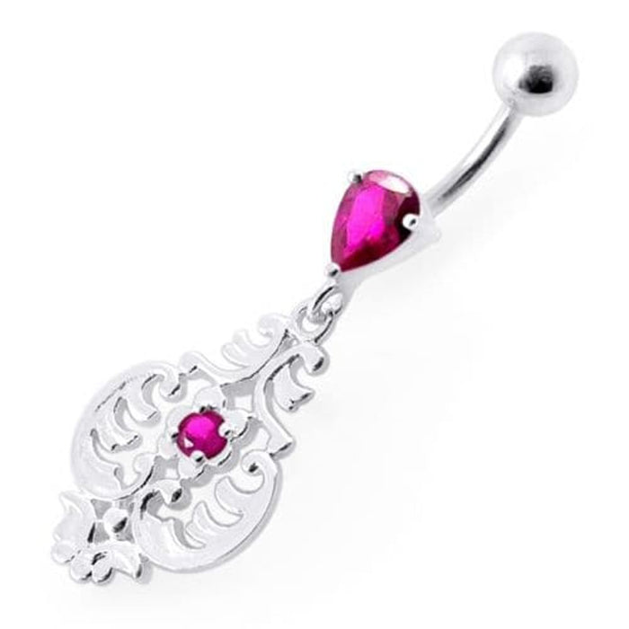 Fancy Ancient Pot Jeweled Dangling Belly Ring