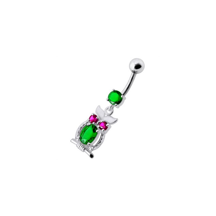 Jeweled Owl Dangling Navel Bar