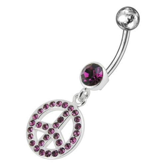 Fancy Logo Silver Dangling Steel Curved Belly Ring