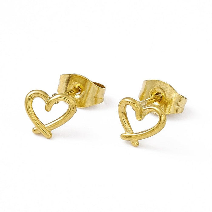 Small Gold Heart Stud Earrings | Ideal Birthday or Christmas Gift