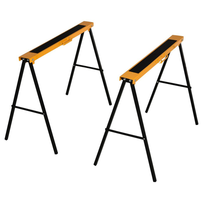 Premium Steel Saw Horse Set - Non-Slip, 2-Piece, Black/Yellow