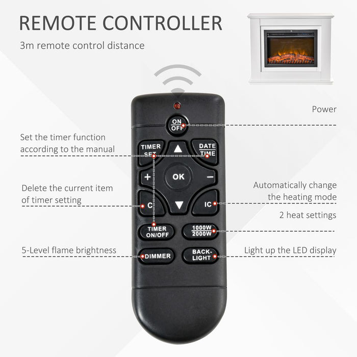 Electric Fireplace Suite Remote Flame EffectOverheat Protection Timer