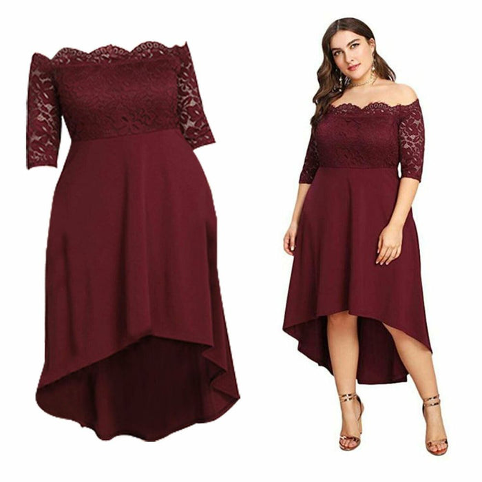 Elegant Flo Midi Party Dress – Wine, XL/2XL/3XL/4XL