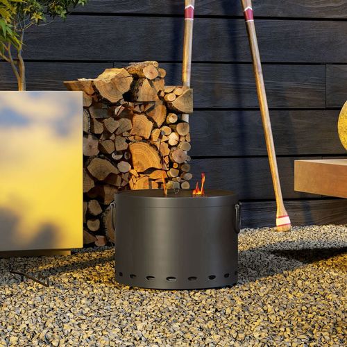 Outsunny 38cm Smokeless Wood Burning Firepit Metal Fire Pit, Dark Grey