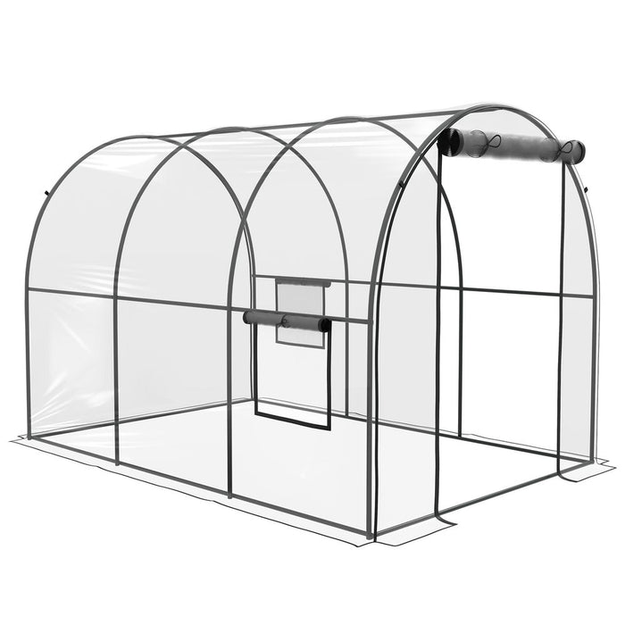 Outsunny 3 x 2 x 2m Polytunnel Greenhouse with Door, Windows, Steel Frame