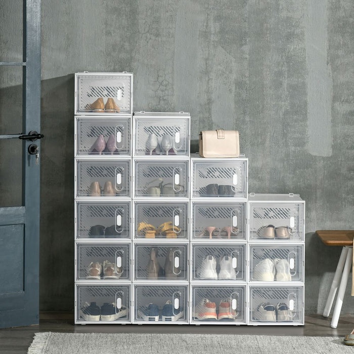 18PCS Clear Shoe Box - Stackable, UK/EU Size 12, 28x36x21cm - Quality & Convenience!