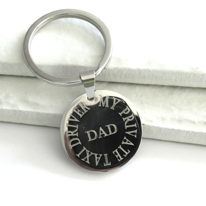 Funny Engraved Keyring - DAD - MY PRIVATE TAXI DRIVER - High-Quality Stainless Steel