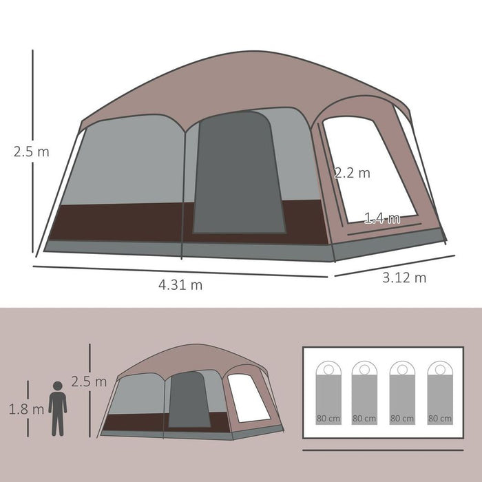 Outsunny 3-4 Man Two Room Camping Tent: Vestibule, Portable Carry Bag