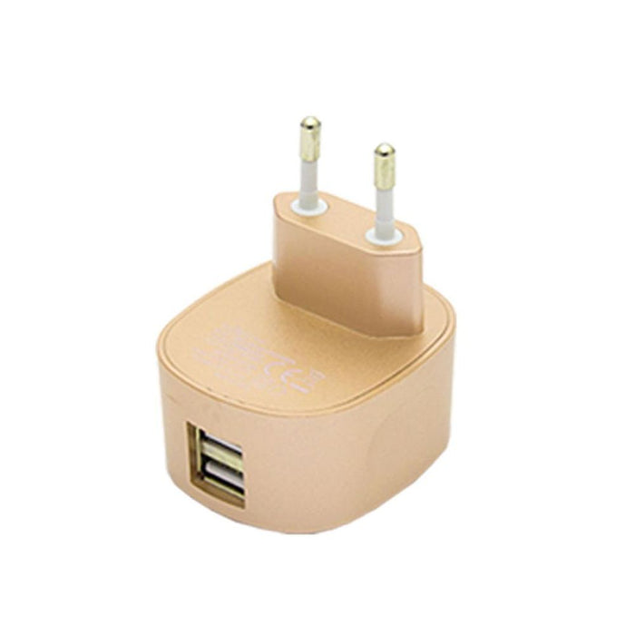 FX Multicoloured Dual USB Charger 2.4A EU Plug - Gold