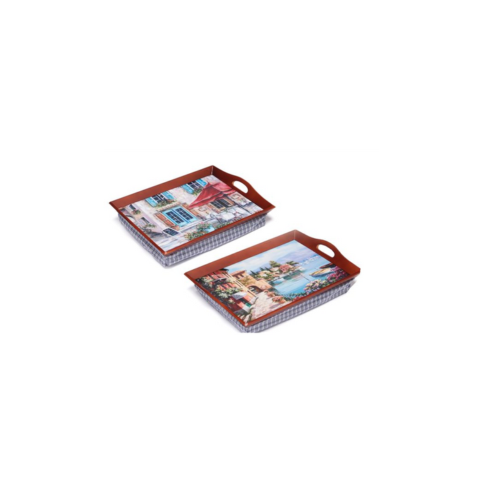 Padded Lap Trays - Pack of 2. Ideal for Eating, Working, Crafting, and Reading. Strong Construction, Easy Grip Handles, Non-Slip Surface. Comfortable and Stable.