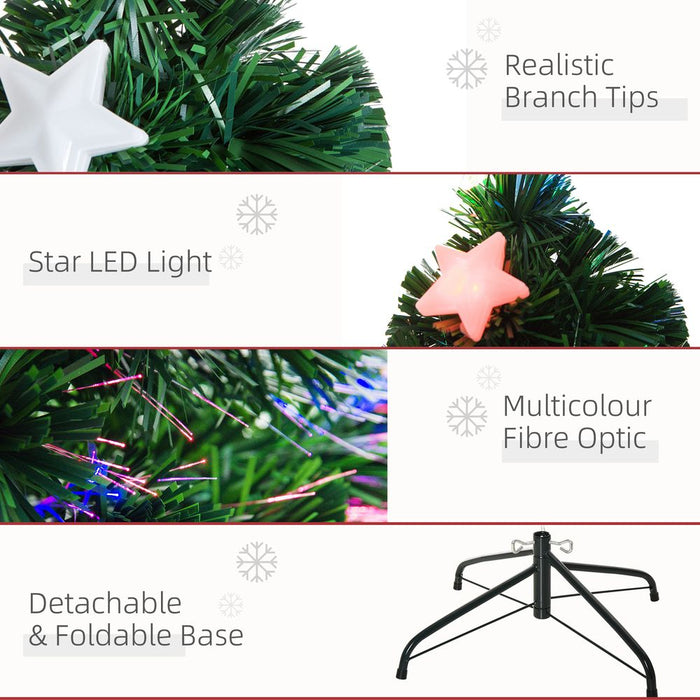 5FT Prelit Artificial Christmas Tree Fibre Optic Star LED Light Xmas Deco Green