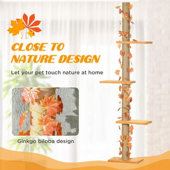 Premium 242cm Adjustable Cat Tree - Anti-Slip - Orange