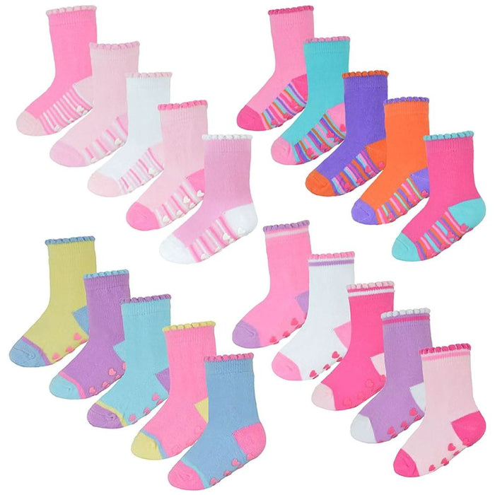 Baby Girls 10 Pack Heel & Toe Socks with Grippers