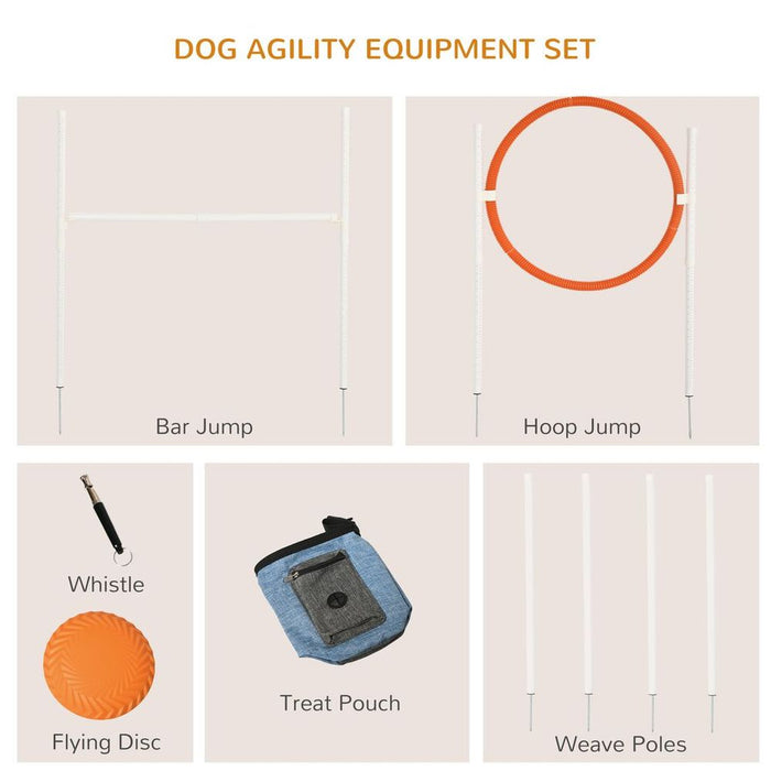 Premium Dog Agility Set - Train Pets w/ Frisbee, Jump, Ring & Poles - Multicoloured