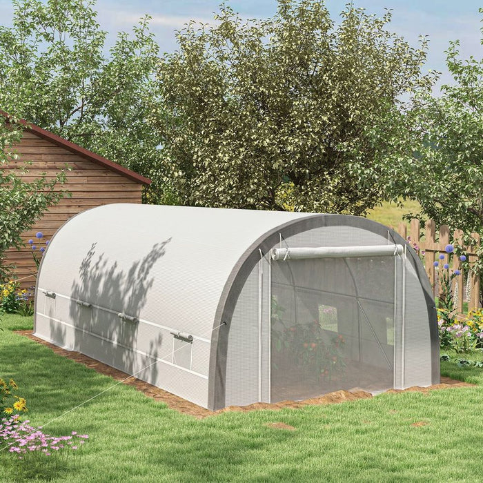 Premium 6x3m Upgraded Polytunnel Greenhouse w/ Mesh Door & Windows, 15 Plant Labels