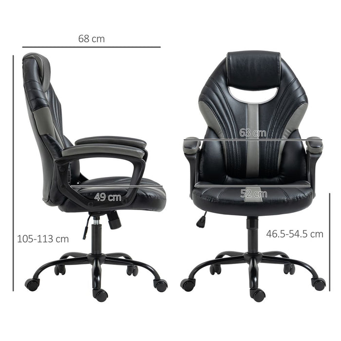 Vinsetto Racing Gaming Chair Gamer Chair with Armrests Swivel Wheels Black Grey