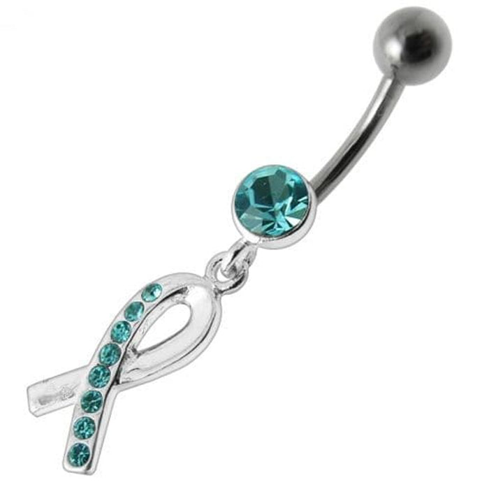 Fancy  Jeweled  CROSS Dangling Belly Ring