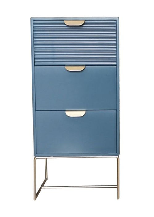 64CM BLUE WOODEN 3 DRAWER BEDSIDE TABLE