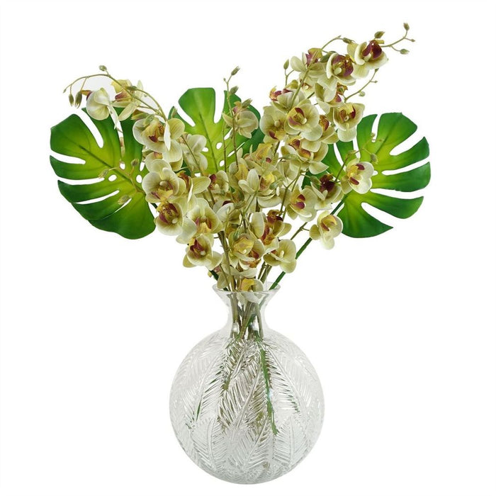 Premium 26cm Clear Fern Print Glass Bottle Vase - High-Quality, Hand-Finished - Perfect for Real & Artificial Flowers - Unique Variations