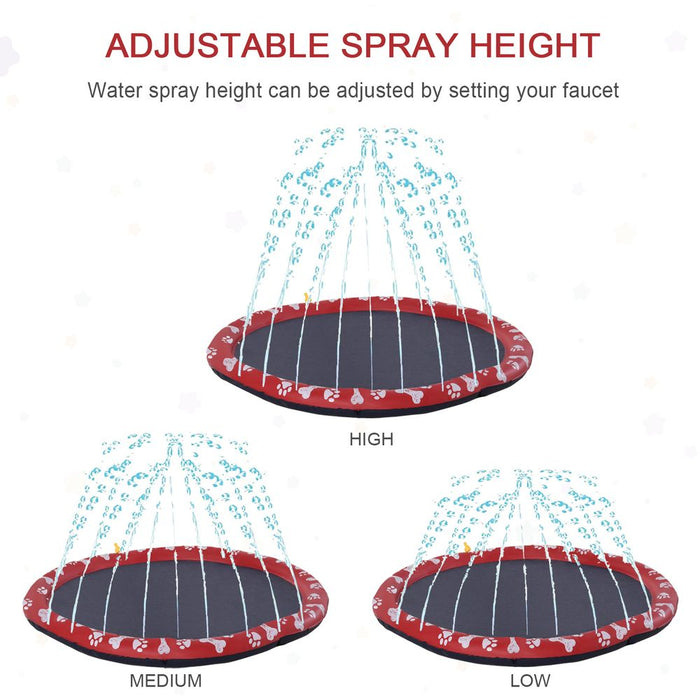 Durable 150cm Splash Pad Sprinkler for Pets - Dog Bath Pool - Non-slip & Outdoor - Red Pawhut