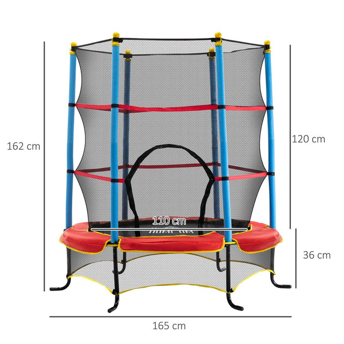 Kids Trampoline w/Enclosure Net & Safety Pad | 3-6 Yrs | Fun & Safe Indoor/Outdoor Jumping | EN71 Certified